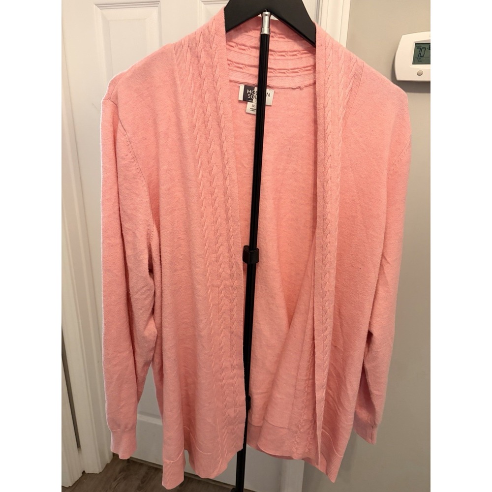 Modern Soul Pink Open Front Cardigan Cable Knit Detail Sweater XL